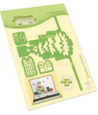 Billede: skære/prægeskabelon pop-up juletræ og gaver, LEANE DIE CUT/EMB 