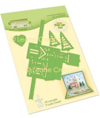 Billede: skære/prægeskabelon pop-up kirke og træer, LEANE DIE CUT/EMB 
