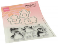 Billede: skæreskabelon og stempler pingviner, MARIANNE DESIGN CLEARSTAMP + DIE EC0185 Eline's Penguins, 122x79mm