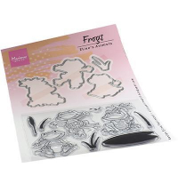 Billede: skæreskabelon og stempler 3 små glade frøer, MARIANNE DESIGN CLEARSTAMP + DIE EC0186 Eline's Frogs