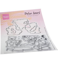 Billede: skæreskabelon og stempler 3 isbjørne, MARIANNE DESIGN CLEARSTAMP + DIE EC0193 Eline's Polar Bears, 126x81mm