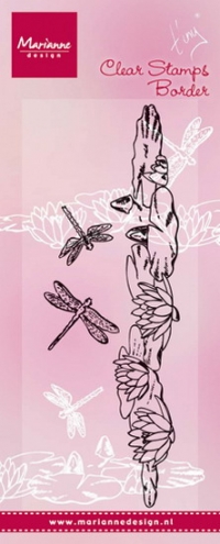 Billede: MARIANNE DESIGN STEMPEL TC0851 Tiny's border Waterlilies, åkander på række, 137x24, 24x26 & 21x19mm