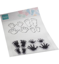Billede: skæreskabelon og stempel babyhænder og fødder, MARIANNE DESIGN CLEARSTAMP + DIE CS1085 New Born, stor fod ca. 3,0x1,6cm
