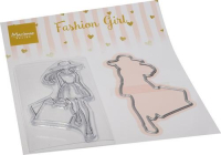 Billede: skæreskabelon og stempel ung pige på shoppingtur, MARIANNE DESIGN CLEARSTAMP + DIE CS1089 Fashion Girl, 39x90 & 42x92mm