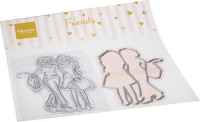 Billede: skæreskabelon og stempel, 2 unge piger på shoppingtur, MARIANNE DESIGN CLEARSTAMP + DIE CS1094 Friends, 61x84 & 63x84mm