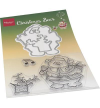 Billede: skæreskabelon og stempel julebamse, Marianne Design Clearstamp + die HT1658 Hetty's Christmas Bear,70x82mm