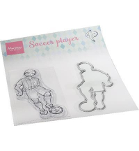 Billede: skæreskabelon og stempel fodboldspiller, Marianne Design Clearstamp + die HT1662 Hetty's Soccer Player, 42x85 & 44x87mm