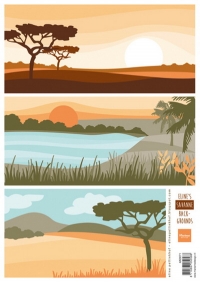 Billede: MARIANNE DESIGN 3D ARK 1 STK AK0071 ELINE’S Savanne Backgrounds, 3 billeder med savannen