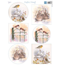Billede: MARIANNE DESIGN 3D ARK 1 STK MB0198 Mattie's Rabbits, 6 billeder med vinterdyr