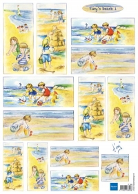 Billede: børn på stranden, Marianne Design 3D ark 1 stk IT0566