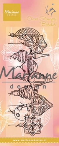 Billede: MARIANNE DESIGN STEMPEL TC0868 Tiny’s border – Christmas baubles, 138x39mm