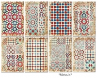 Billede: Decorer Mini-set 7cmx10,8cm 150gr/m3, 8 designs, 24 ark, Mosaic, førpris kr. 18,- nupris