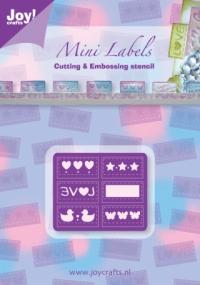 Billede: skære/prægeskabelon små labels, 6002/0180, joy, førpris kr. 38,- nupris