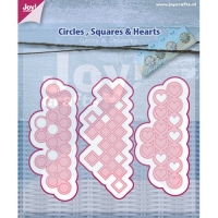 Billede: skære/prægeskabelon circles, squares & hearts, førpris kr. 63,00, nupris