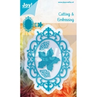 Billede: skære/prægeskabelon ramme med blomst og 2 små svirvler, 6002/0459 Flower, joy, førpris kr. 117,00, nupris