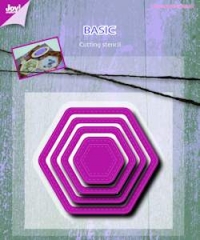 Billede: skæreskabelon Basic Mery Hexagonal, 54x48 / 42x37 / 32x28 / 20x18 mm, 6002/0488, joy, førpris kr. 53,00, nupris