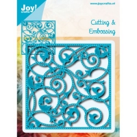 Billede: skære/prægeskabelon baggrund med piercede svirvler, 100x100mm, JOY CUT/EMB “Background with holes, førpris kr. 119,00, nupris