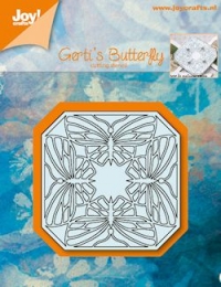 Billede: skæreskabelon 4 sommerfugle indrammet, “Butterfly quartet, førpris kr. 55,00, nupris