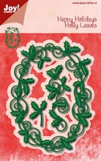 Billede: skæreskabelon julekrans, JOY CUT “Holly Leaves, førpris kr. 119,00, nupris