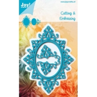 Billede: skære/prægeskabelon oval baggrund/ramme med hjørner, JOY CUT/EMB “Oval Diamond Ornate, førpris kr. 132,00, nupris