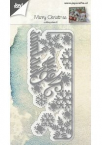 Billede: skæreskabelon tekst Merry Christmas med snefnug, JOY CUT “Text M. Christmas with snowflakes” 6002/0683, 136x53mm, førpæris kr. 90,00, nupris