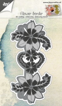 Billede: skære/prægeskabelon blomsterkant, der kun skærer fra i den ene side, Flower Border” 6002/0691, 64x134mm, joy, førpris kr. 90,00, nupris