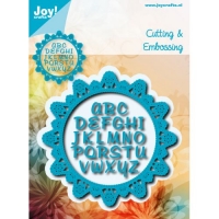 Billede: skære/prægeskabelon blomsterramme med alfabet, JOY CUT/EMB “Flowercirkel with alphabet” 6002/0929, 105x105mm, førpris kr. 132,00, nupris