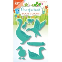 Billede: skære/prægeskabelon ænder og gæs, JOY CUT/EMB “Duck And Goose” 6002/0932, 18x21 / 24x14 / 48x80 / 63x58 / 31x41 / 56x12 / 56x38mm, førpris kr. 132,00, nupris