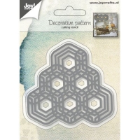 Billede: skæreskabelon 6 sekskanter i samling, JOY CUT “Decopattern” 6002/0955, 81x85 / 83x88mm, førpris kr. 79,00, nupris