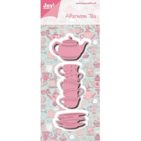 Billede: skære/prægeskabelon tekande og tekopper, JOY CUT/EMB “Afternoon Tea” 6002/0976, 124x49 / 49x31,5 / 34,5x58,5 / 40,5x21mm, førpris kr. 60,00, nupris