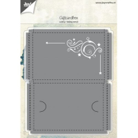 Billede: skæreskabelon med foldelinier, gavekortsæske, JOY CUT “Giftcardbox” 6002/0981, 151x123mm, førpris kr. 165,00, nupris