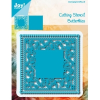 Billede: skæreskabelon firkantet sommerfugle baggrund, JOY CUT “Square Butterfly with frame” 6002/0987, 89,5x89,5 & 100x100mm, førpris kr. 105,00, nupris
