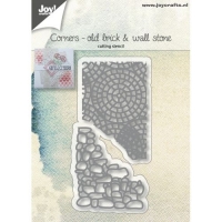 Billede: skæreskabelon brosten og stendige, JOY CUT “Corner old brick & wall stone” 6002/1030, 62x40 & 43x51mm, førpris kr. 51,- nupris