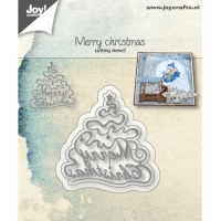 Billede: skæreskabelon juletræ med Merry Christmas, JOY CUT/EMB “Christmas Tree – Merry Christmas” 6002/1054, 47x49 & 50x52mm, førpris kr. 36,- nupris