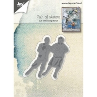 Billede: skære/prægeskabelon ældre par på skøjter, JOY CUT/EMB “Skate Together” 6002/1057, 62x60mm, førpris kr. 38,- nupris