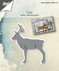 Billede: skære/prægeskabelon rensdyr, JOY CUT/EMB “Deer” 6002/1060, 56x66mm, førpris kr. 38,- nupris