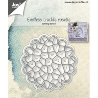 Billede: skæreskabelon rosette, mønstret kan skæres ud alene, eller hele rosetten kan skæres ud, JOY CUT “Endless Crackle Rosette” 6002/1154, 64x64 & 66x67mm, førpris kr. 53,00, nupris