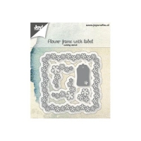 Billede: skæreskabelon blomsterramme og blomsterhjørner samt lille tag, JOY CUT, Flower Frame with label, 6002/1166, 73x73 / 30x27 17x15 & 27x16mm, førpris kr. 69,00, nupris