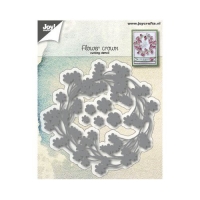 Billede: skæreskabelon blomsterkrans med løse blomster, JOY CUT, Flowerwreath, 6002/1168, 100x98 / 11x12 / 13x12 / 8x8 & 6x6mm, førpris kr. 105,00, nupris