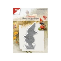Billede: skære/prægeskabelon nisse spiller fløjte på en paddehat, JOY CUT/EMB “Gnome on mushroom” 6002/1209, 36x74mm