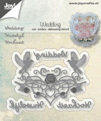 Billede: skære/prægeskabelon 2 bryllupsduer og snørkler, JOY CUT/EMB “Marriage” 6002/1263, 54x71 / 9x33 / 6x34 & 11x34mm