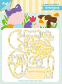 Billede: skæreskabelon påskeæg m.v., JOY CUT/EMB “Hoppy Easter” 6002/1272, 91x99mm