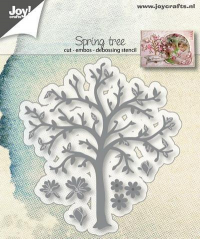 Billede: skære/prægeskabelon lille træ med blomster, JOY CUT/EMB “Springtree