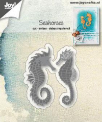 Billede: skære/prægeskabelon 2 søheste, JOY CUT/EMB “Seehorse” 6002/1296, 58x28 & 54x19mm