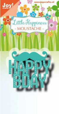 Billede: skæreskabelon skæg HAPPYBDAY, JOY CUT/EMB “Moustache