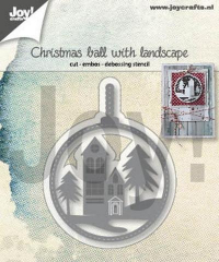 Billede: skære/prægeskabelon by i julekugle, JOY CUT/EMB “Christmas Ball with Landscape
