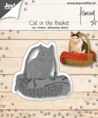 Billede: skære/prægeskabelon kat i kurv, JOY CUT/EMB “Cat in the basket