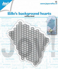Billede: skæreskabelon små bitte hjerter, der bliver skåret ud, men som ikke skæres ud rundt om hjerterne, JOY CUT/EMB “Bille's Background Hearts