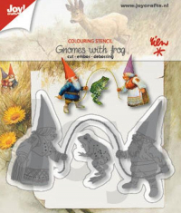 Billede: skære/prægeskabelon 2 gnomer sjipper med en frø, JOY CUT/EMB “Gnome Frog