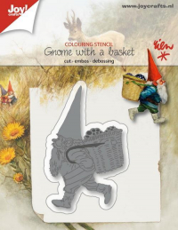 Billede: skære/prægeskabelon skovnissen med kurv på ryggen, JOY CUT/EMB “Gnome with Basket